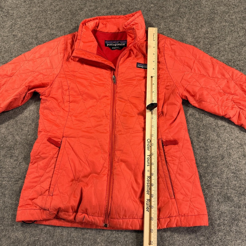 Patagonia Jacket Kids Youth Large 12 Orange Quilted Full Zip Outdoor School - Picture 7 of 10